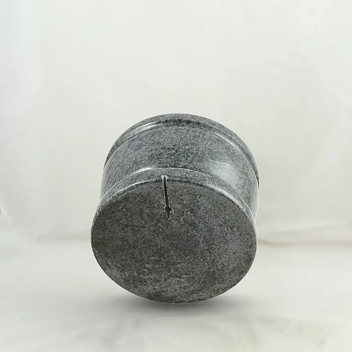 Grabschale Exclusiv, ØxH: 24x15 cm, Granit, Orion, Blaugrau -  - Dunkelgraue, gesprenkelte zylindrische Spardose mit schlüssellochförmigem Münzschlitz.