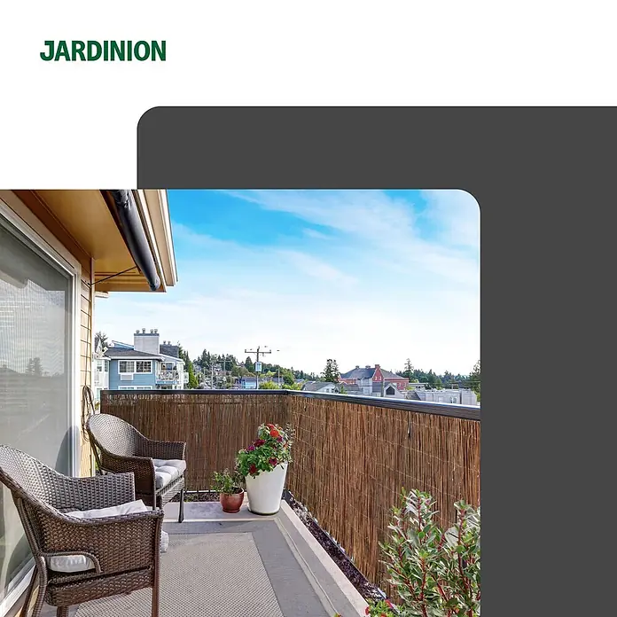 Jardinion Sichtschutz aus Weide 3m x 1,50m Braun Weidezaunmatte -  - Brauner Bambus-Sichtschutz, am Balkongeländer montiert, sorgt für natürliche Privatsphäre.