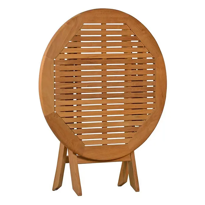 Teak Klapptisch rund 90 cm Massivholz wetterfest für Balkon Terrasse Balkon - 