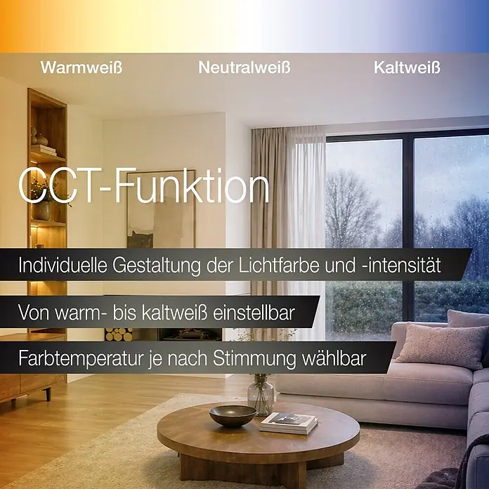 Brilliant LED-Panel rund Tuco - 33 W, Ø x H: 50 x 3 cm - Wohnzimmer mit CCT-Beleuchtung, die zwischen Warmweiß, Neutralweiß und Kaltweiß wechselt, für individuelle Lichtgestaltung.