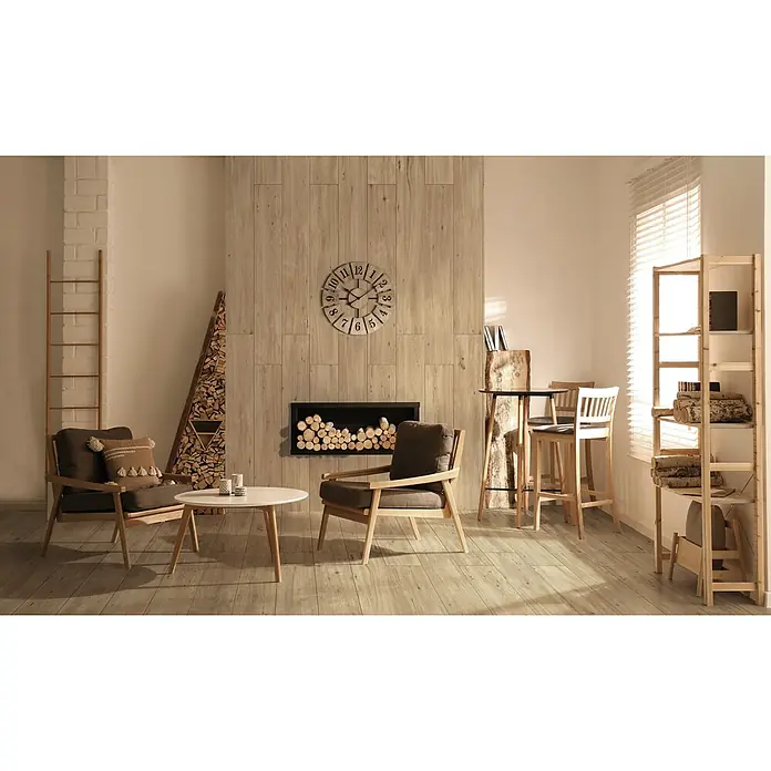 Feinsteinzeug in roher matter beiger Holzoptik 30x120 - Ital. Fliesen - 