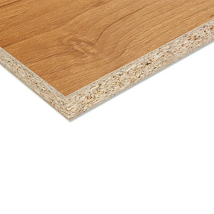 Spanplatte nach Maß - Stärke: 16 mm, L x B: 280 x 207 cm, Erle - Nahaufnahme einer Spanplatte mit Holzmaserung, die die Textur und das Material des Produkts hervorhebt.