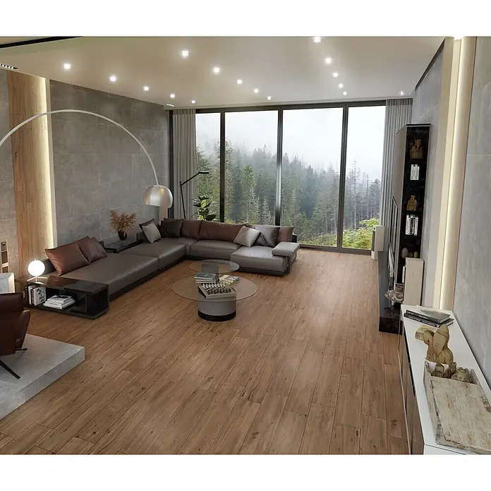 Feinsteinzeug in matter roher Nussbaumholzoptik 30x120 - Ital. Fliesen - 