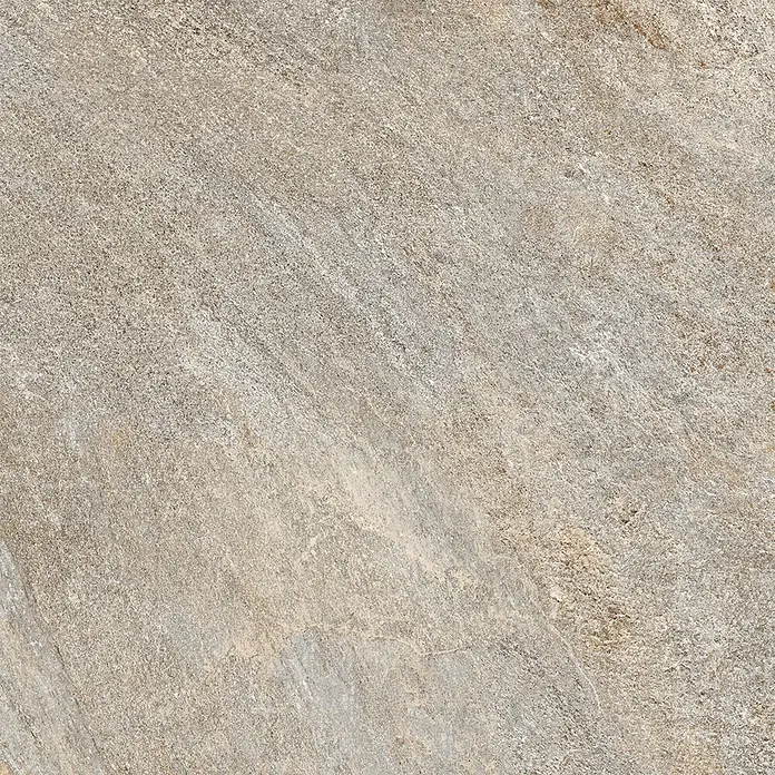 Feinsteinzeug in grauer Steinoptik 60x120, 20 mm, rutschhemmend -  - Raue, natursteinartige Fliese in hellbeigen, grauen und braunen Tönen, ideal für Boden oder Wände.