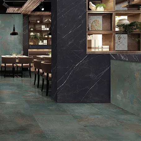 Feinsteinzeug in oxidierter grüner Metalloptik 60x60 - Italienische Fliesen