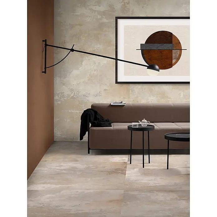 Feinsteinzeug in beiger Betonoptik 120x120 - Italienische Fliesen - 
