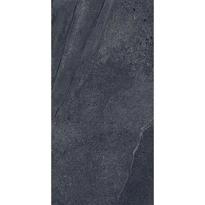 Feinsteinzeug in schwarzer Steinoptik 30x60 - Italienische Fliesen -  - Dunkelgraue, texturierte Stein- oder Fliesenoberfläche mit subtilen helleren Äderungen.