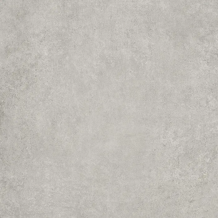 Feinsteinzeug in moderner hellgrauer Betonoptik 80x80 - Ital. Fliesen -  - Hellgraue, ungleichmäßig strukturierte Oberfläche, die Beton oder abgenutztem Stein ähnelt.