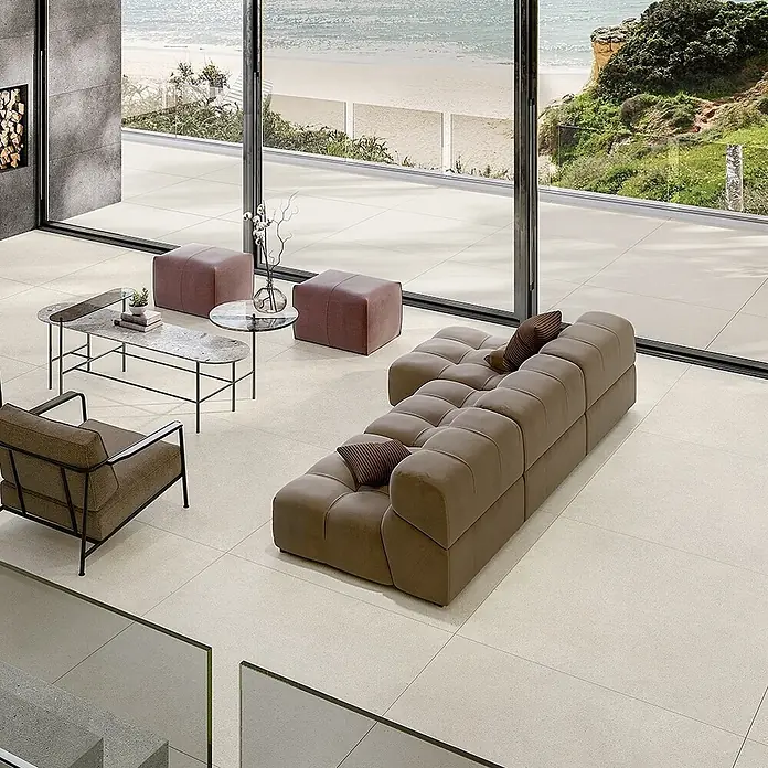 Feinsteinzeug in matter weißer Betonoptik 60x120 - Italienische Fliesen - 