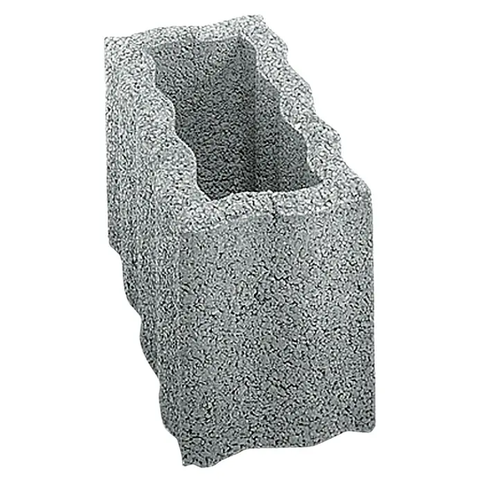 Christoph Pflanzstein Rasterstein - Grau, 40 x 20 x 25 cm, Beton - Diagonale Ansicht