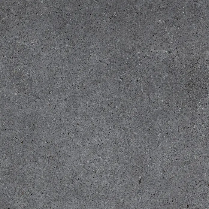Feinsteinzeug in matter anthrazitfarbener Betonoptik 80x80 - Ital. Fliesen -  - Dunkelgraue, gesprenkelte Beton- oder Steinstruktur für Oberflächen.