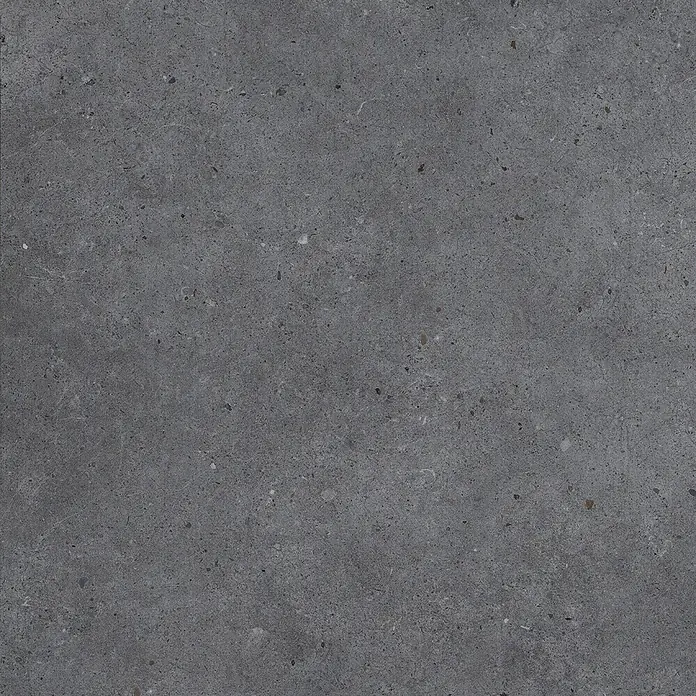 Feinsteinzeug in matter anthrazitfarbener Betonoptik 80x80 - Ital. Fliesen -  - Dunkelgraue, texturierte Oberfläche mit feinen Sprenkeln, ähnlich Stein oder Beton.