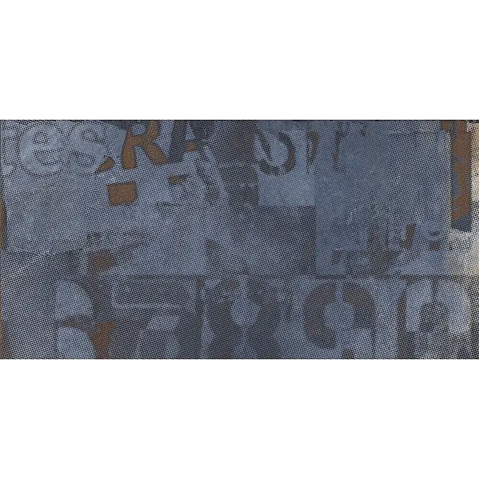 Dekorierte industrielle Feinsteinzeug Wandfliese in Blau - Ital. Fliesen -  - Körnige blau-graue und braune Halbtontextur mit abgenutzten, geschichteten Grafiken.