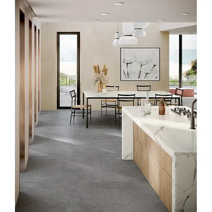 Design-Feinsteinzeug anthrazitfarbener matter 120x120 - Ital. Fliesen - 