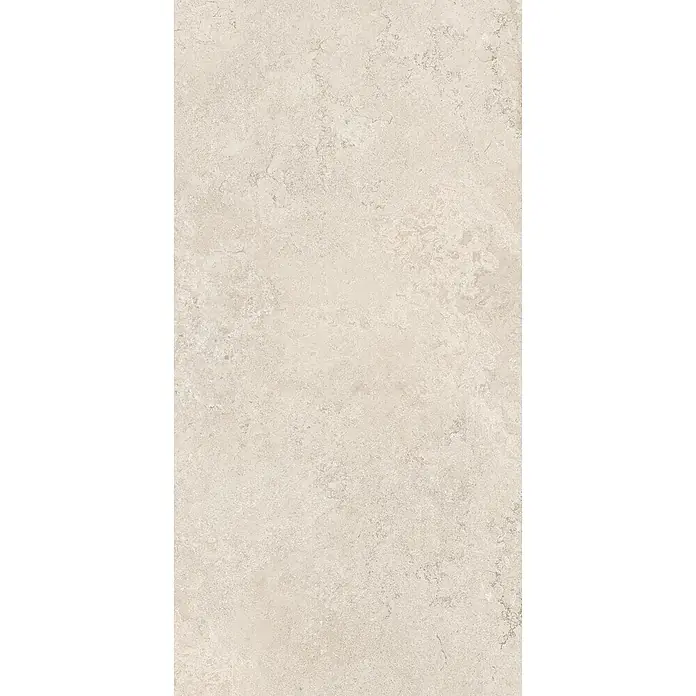 Feinsteinzeug Wandfliese in elfenbein Steinoptik 60x120, Ret -  - Helle beige strukturierte Natursteinoberfläche.