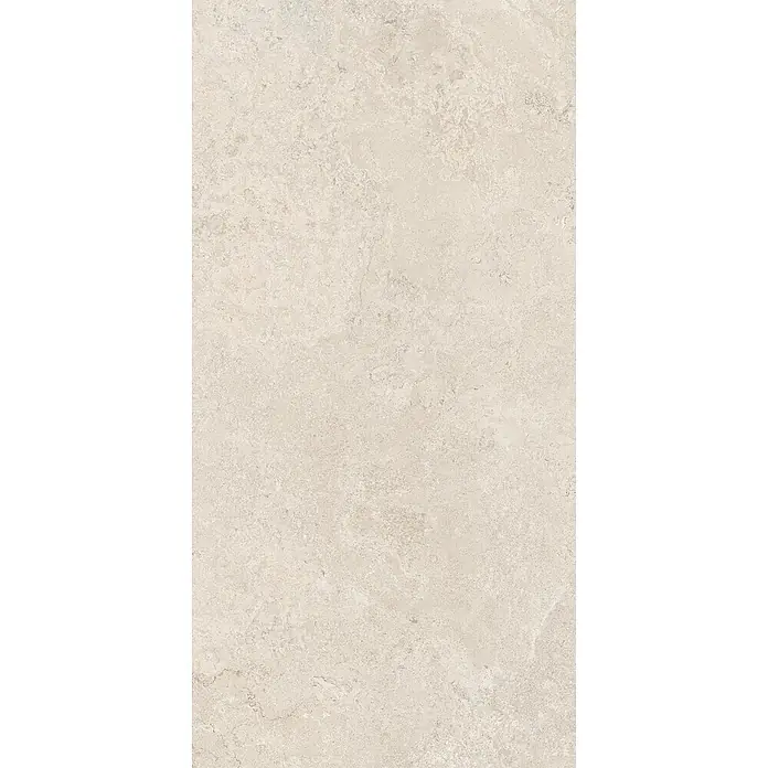 Feinsteinzeug Wandfliese in elfenbein Steinoptik 60x120, Ret -  - Hellbeige Fliese mit einer subtilen, unregelmäßigen Natursteintextur.