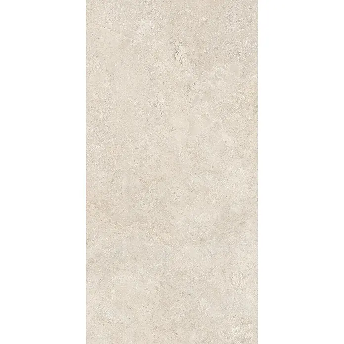 Feinsteinzeug Wandfliese in elfenbein Steinoptik 60x120, Ret -  - Helle beige strukturierte Natursteinfliese mit feinen, unregelmäßigen Mustern.
