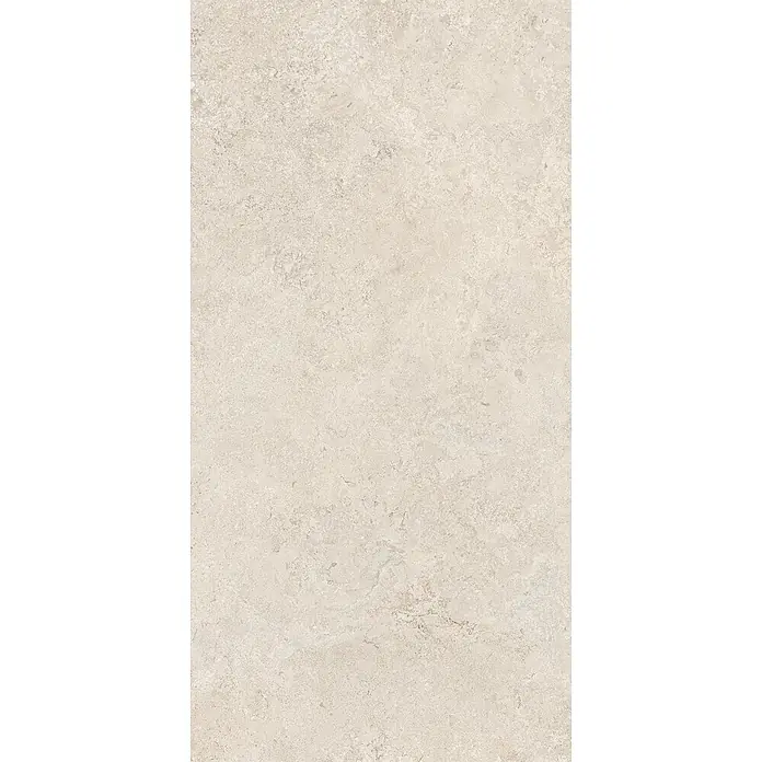 Feinsteinzeug Wandfliese in elfenbein Steinoptik 60x120, Ret -  - Helle, beige Natursteinfliese mit subtiler, unregelmäßiger Textur für Böden und Wände.