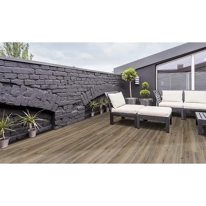 Feinsteinzeug in Tortora Holzoptik 20x120, rutschhemmend - Ital. Fliesen - 