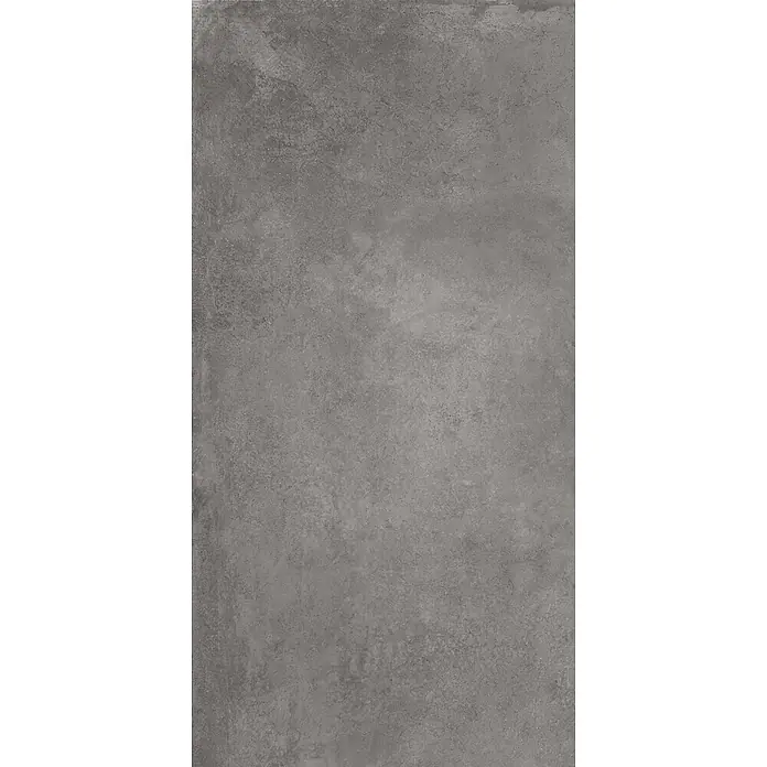 Feinsteinzeug in gewachster anthrazitfarbener Betonoptik 60x120 -  - Dunkelgraue Betontextur mit subtilen Variationen und feinen Rissen.
