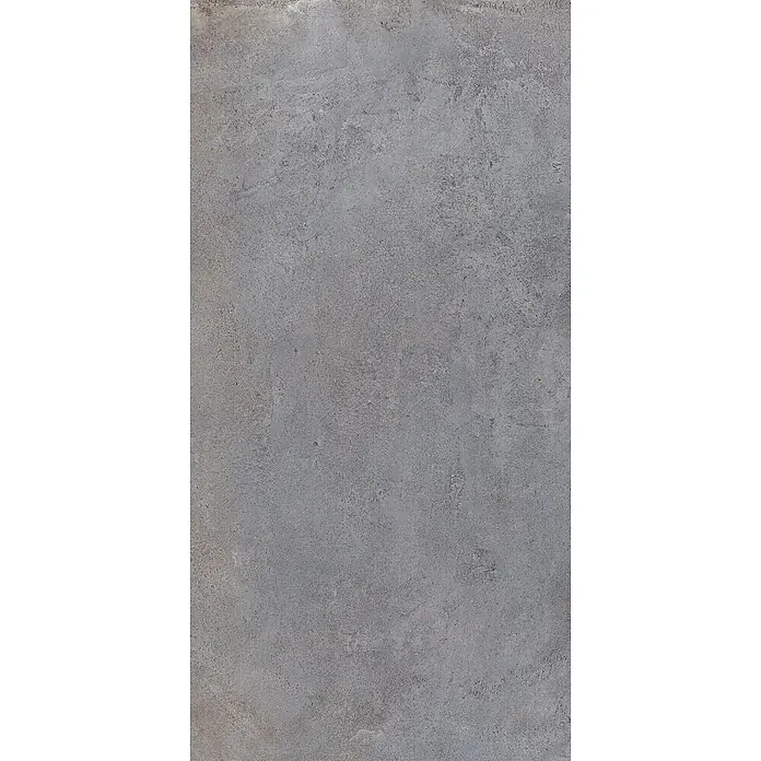 Feinsteinzeug in metallischer dunkelgrauer Betonoptik 60x120 -  - Graue Betontextur mit rauer, matter Oberfläche.