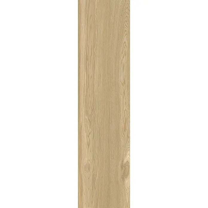 Feinsteinzeug in hellmatter brauner Holzoptik 30x120, Ret - Ital. Fliesen -  - Helle Holzplatte mit natürlicher Maserung und feinen Ästen.