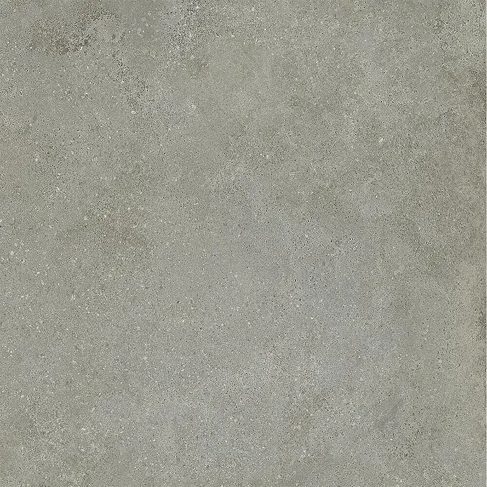 Feinsteinzeug in strukturierter mittelgrauer Betonoptik 80x80 -  - Matte, graue strukturierte Fliese mit feinen Sprenkeln.