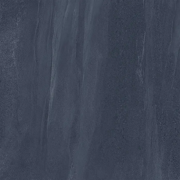 Feinsteinzeug in edler schwarzer Steinoptik 60x60 - Italienische Fliesen -  - Dunkelblau-graue, strukturierte Keramikfliese mit subtiler Maserung, geeignet für Böden oder Wände.