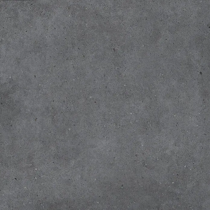Design-Feinsteinzeug anthrazitfarbener matter 120x120 - Ital. Fliesen -  - Dunkelgraue, betonähnliche Textur mit verstreuten kleinen Zuschlagstoffpartikeln.