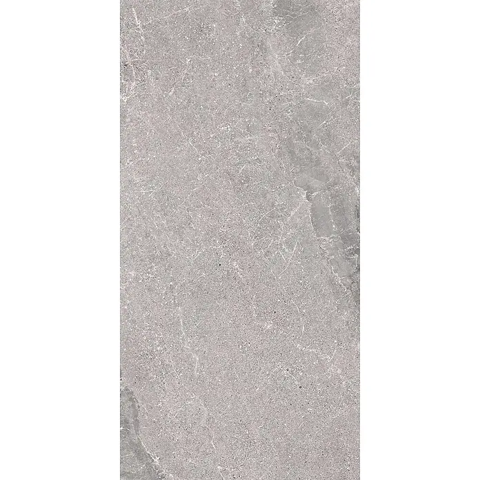 Feinsteinzeug in geäderter grauer Steinoptik 60x120 - Italienische Fliesen -  - Graue Steinstruktur mit feinen Körnern und subtiler weißer Maserung, ideal für Boden oder Wand.
