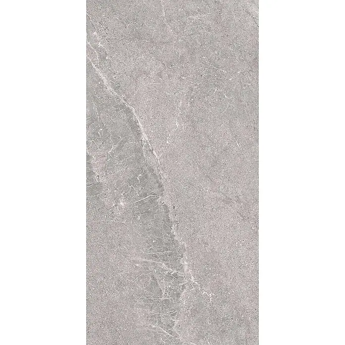 Feinsteinzeug in geäderter grauer Steinoptik 60x120 - Italienische Fliesen -  - Graue Feinsteinzeugfliese in Marmoroptik mit weißer Maserung und Körnungsstruktur.