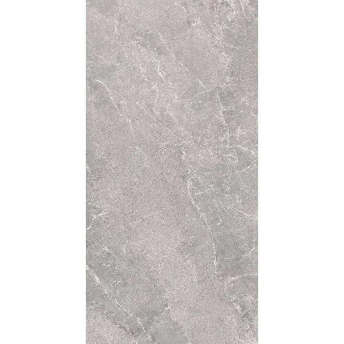 Feinsteinzeug in geäderter grauer Steinoptik 60x120 - Italienische Fliesen -  - Graue Steinstruktur mit feinen weißen Äderungen und einer rauen, gesprenkelten Oberfläche.