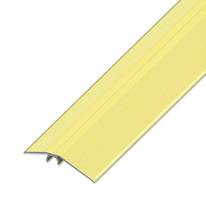 Übergangsprofil - Aluminium, Messing, 1 m x 55 mm, Eloxiert - Übergangsprofil in Gold zur Verbindung von Bodenbelägen, mit geriffelter Oberfläche für mehr Sicherheit.