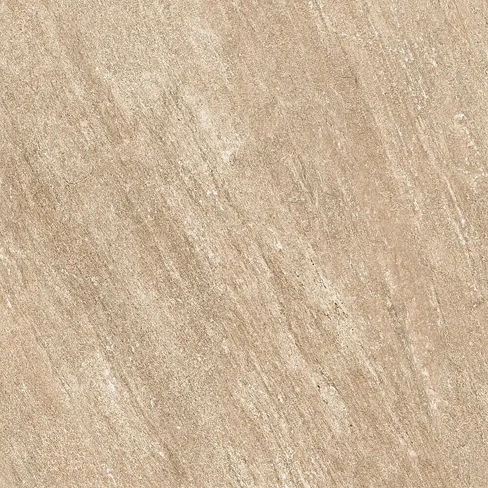 Feinsteinzeug in beiger Steinoptik 60x60, 20 mm, rutschhemmend -  - Hellbraune Stein- oder Fliesenstruktur mit diagonalen, natürlichen Streifen.