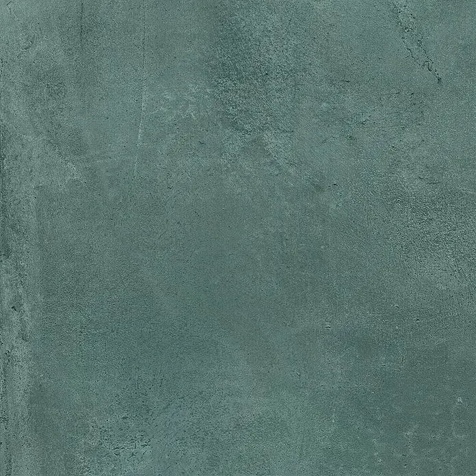 Feinsteinzeug in metallischer grüner Betonoptik 60x60 - Ital. Fliesen -  - Dunkel-türkisgrüne, fein strukturierte matte Oberfläche.