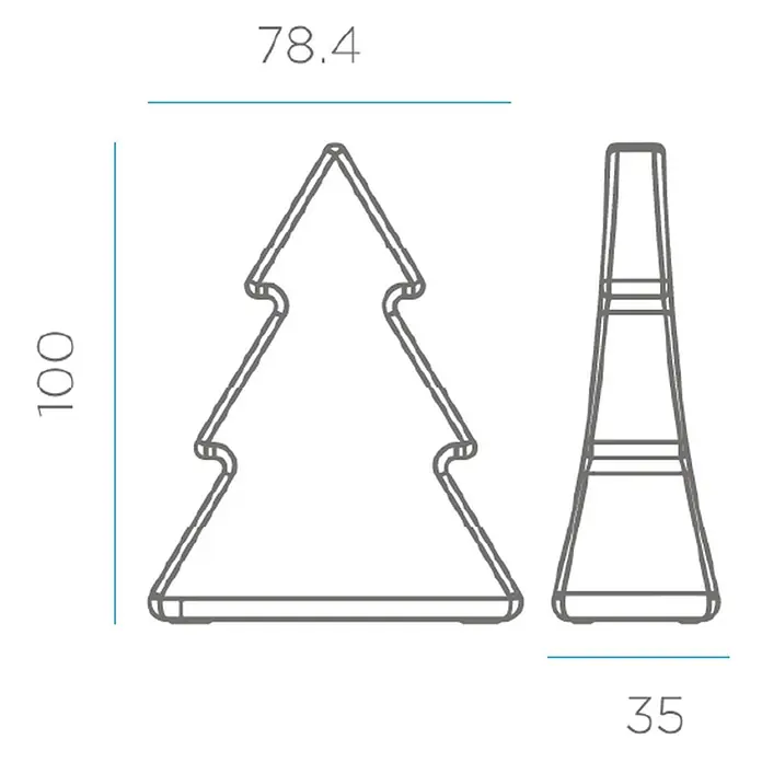 New Garden Árbol de Navidad de LEDs Pinus - Para exterior, 100 cm, 1 ud., Color de luz: Blanco cálido, Funcionamiento en red - Decoración estilizada de árbol de Navidad con dimensiones: H 100, An 78.4, Prof 35.