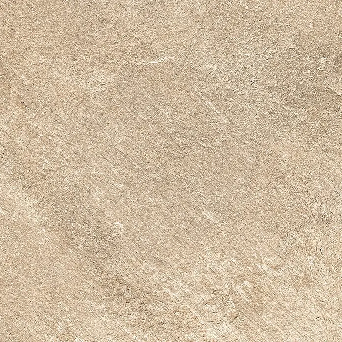 Feinsteinzeug in beiger Steinoptik 60x60, 20 mm, rutschhemmend -  - Hellbraune, rau strukturierte Steinoberfläche für strapazierfähige Böden oder Wandverkleidungen.