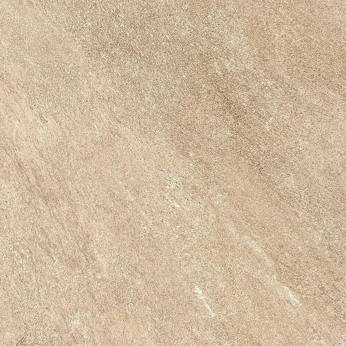 Feinsteinzeug in beiger Steinoptik 60x60, 20 mm, rutschhemmend -  - Texturierte hellbeige Fliese in Steinoptik mit subtilen diagonalen Mustern.