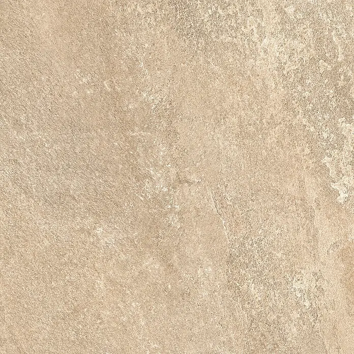 Feinsteinzeug in beiger Steinoptik 60x60, 20 mm, rutschhemmend -  - Hellbraune, strukturierte Steinoberfläche.