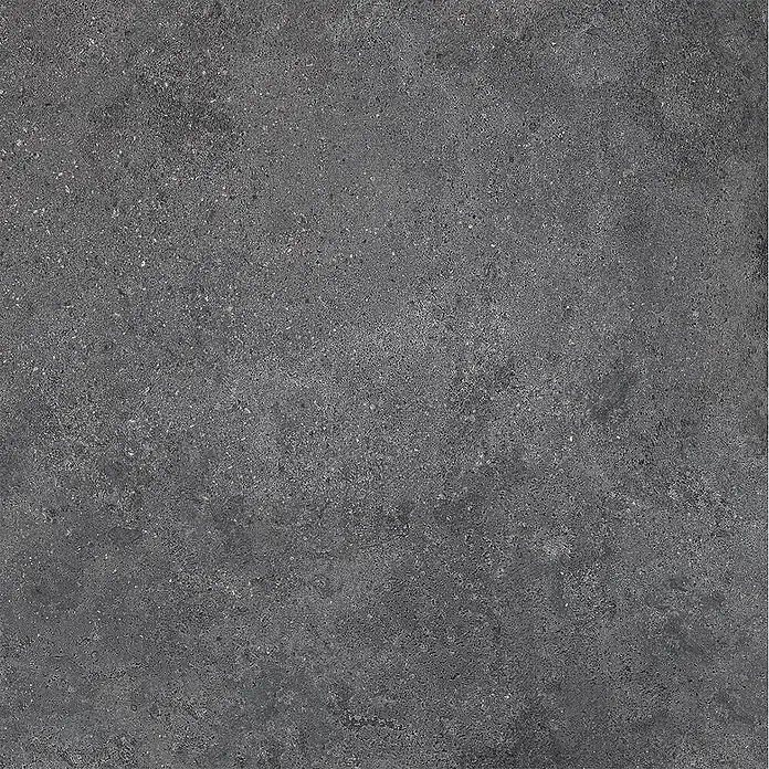 Feinsteinzeug strukturiert schwarz Betonoptik 60x60 - Italienische Fliesen -  - Dunkelgraue, gesprenkelte Fliese in Betonoptik.