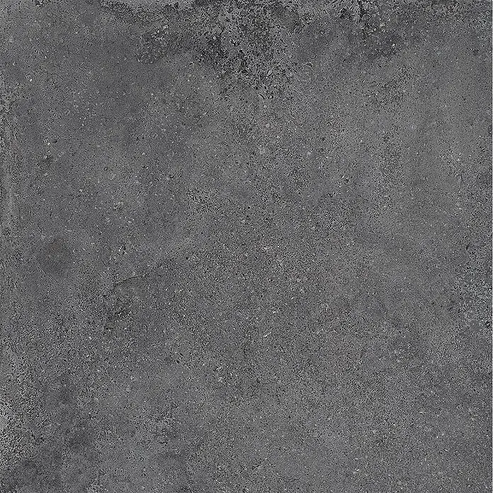 Feinsteinzeug strukturiert schwarz Betonoptik 60x60 - Italienische Fliesen -  - Dunkelgraue, texturierte Oberfläche mit helleren Sprenkeln, die Beton oder Stein ähnelt.