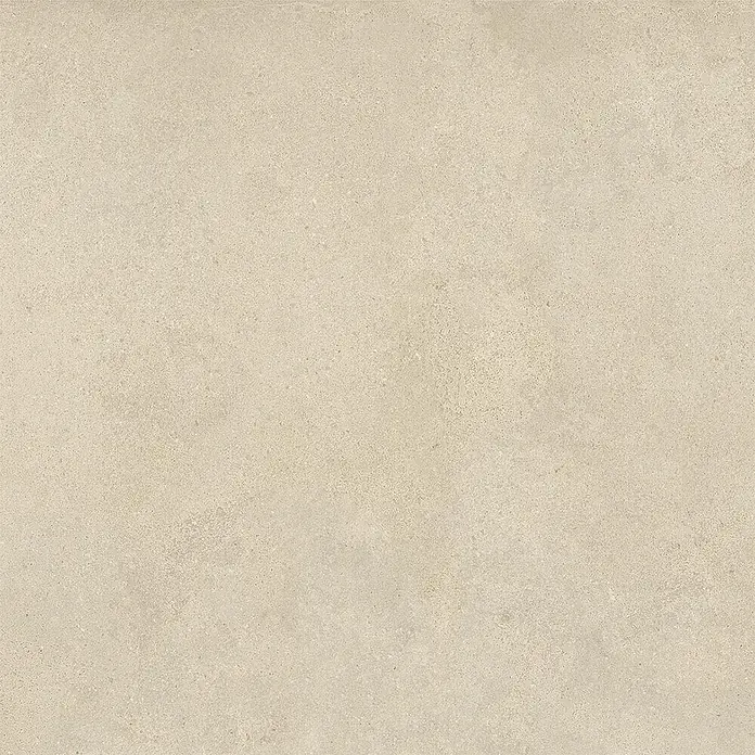 Feinsteinzeug-Bodenfliese hellbeiger Betonoptik 60x60 - Ital. Fliesen -  - Helle beige, matte, gesprenkelte Steinoberfläche.
