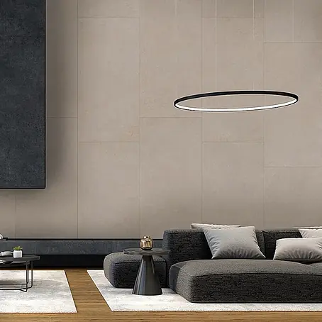 Feinsteinzeug in moderner elfenbeinfarbener Betonoptik 60x60