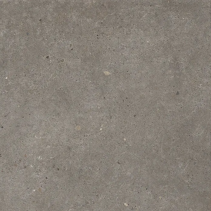 Feinsteinzeug in grauer aschgrauer Betonoptik 60x60 - Italienische Fliesen -  - Dunkelgraue, texturierte Oberfläche mit vereinzelten hellen und dunklen Sprenkeln.