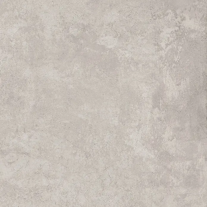 Feinsteinzeug in gewachster hellgrauer Betonoptik 60x60 - Ital. Fliesen -  - Helle graue Betontextur mit feinen Rissen und Nuancen.