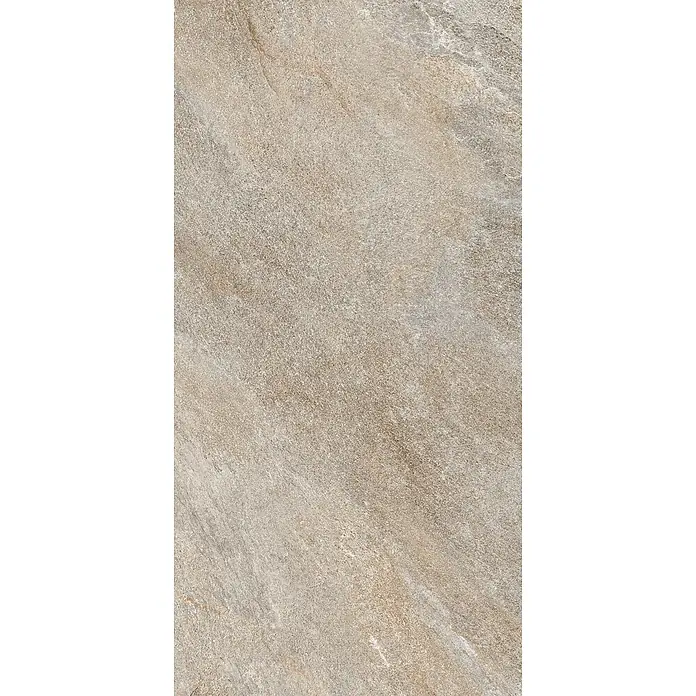 Feinsteinzeug in grauer Steinoptik 60x120, 20 mm, rutschhemmend -  - Hellbraune, strukturierte Steinfliese mit subtilen grauen und beigen Äderungen.