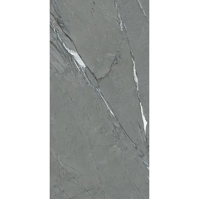 Design-Feinsteinzeug anthrazitfarbener matter 30x60 - Italienische Fliesen -  - Grau marmorierte Fliese mit weißen Adern und natürlicher Steinstruktur.