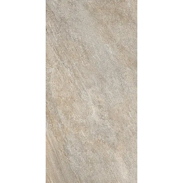 Feinsteinzeug in grauer Steinoptik 60x120, 20 mm, rutschhemmend -  - Neutrale beigegraue Fliese in Steinoptik mit natürlicher Textur und subtiler diagonaler Maserung.