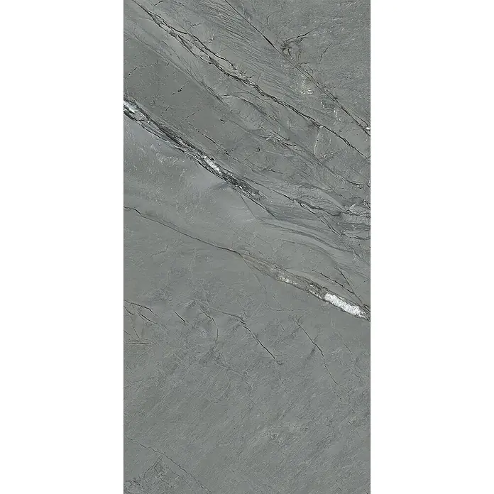 Design-Feinsteinzeug anthrazitfarbener matter 30x60 - Italienische Fliesen -  - Dunkelgraue Natursteinfliese mit weißen und schwarzen Äderungen.
