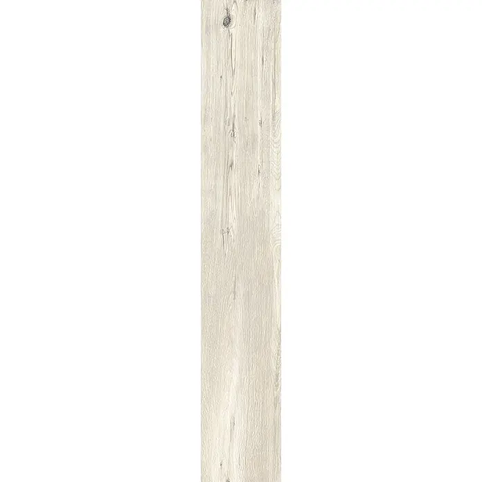 Feinsteinzeug in roher matter weißer Holzoptik 30x120 - Ital. Fliesen -  - Helle Holzoptik-Diele mit natürlicher Maserung und Ästen.